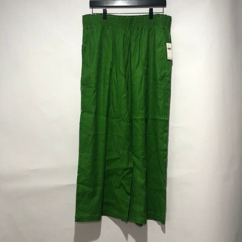 Anthropologie Maeve Wide-Leg Pull-On Green Linen-Blend Pants Size L $130 - Picture 6 of 7